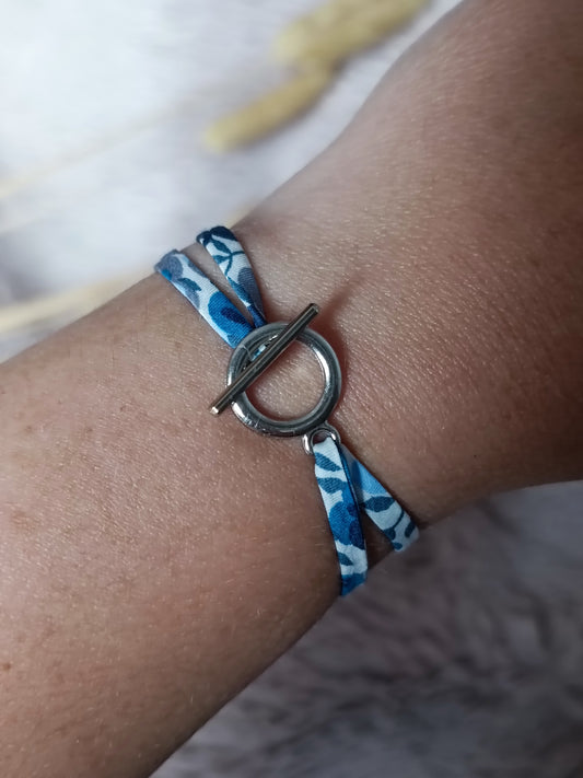 Bracelet ARIANE fleuri bleu