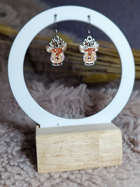 Boucles d'oreilles NOËL rennes argentés